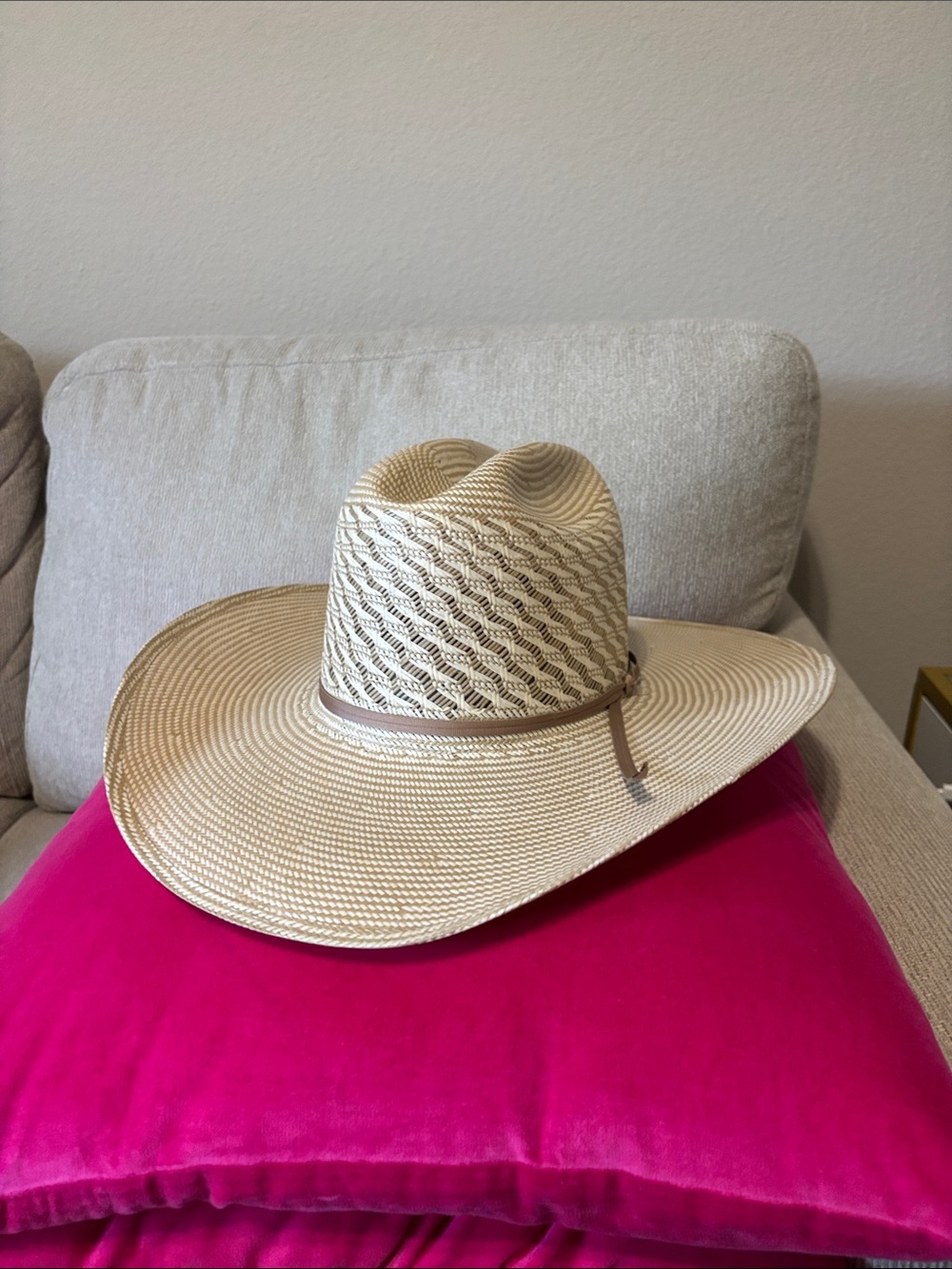 Natural Straw Cowboy Hat with Leather Band